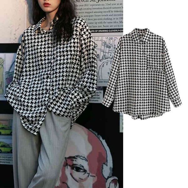 women's blouses & shirts new fashion women houndstooth shirt turn-down collar long sleeve chiffon shirt casual loose 17g7, White
women's blouses & shirts new fashion women houndstooth shirt turn-down collar long sleeve chiffon shirt casual loose 17g7, White