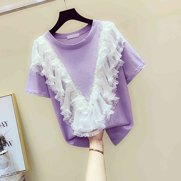 t shirt tshirt woman spring summer sweet lace panel fashion purple women's short sleeve t-shirt blusas femme tee, White
t shirt tshirt woman spring summer sweet lace panel fashion purple women's short sleeve t-shirt blusas femme tee, White