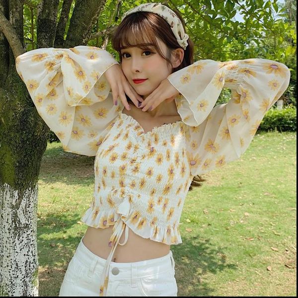 korean style floral print fashion womens shirts square collar long sleeves sweet ruffles pleated chiffon shirt, White
korean style floral print fashion womens shirts square collar long sleeves sweet ruffles pleated chiffon shirt, White