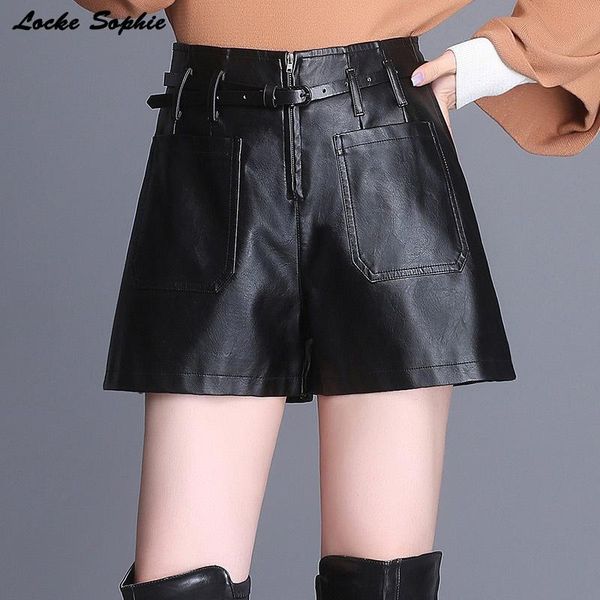 women's shorts high waist womens plus size leather 2021 winter pu leathe faux fur belt ladies skinny wide leg, White;black
women's shorts high waist womens plus size leather 2021 winter pu leathe faux fur belt ladies skinny wide leg, White;black