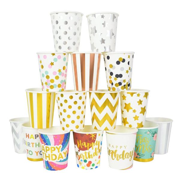 disposable dinnerware 10pcs rose gold party paper cups dot stripe happpy birthday juice for wedding kids supplies
disposable dinnerware 10pcs rose gold party paper cups dot stripe happpy birthday juice for wedding kids supplies