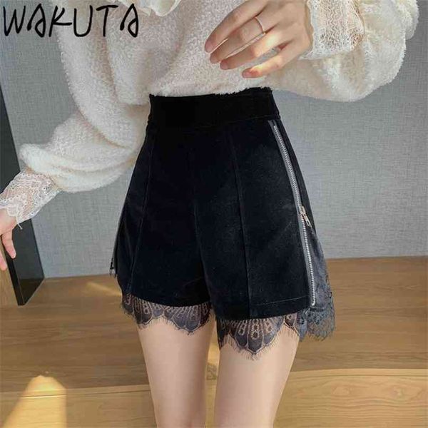 wakuta womens shorts side zipper high waist velet black lace patch female night club retro streetwear 210719, White;black
wakuta womens shorts side zipper high waist velet black lace patch female night club retro streetwear 210719, White;black