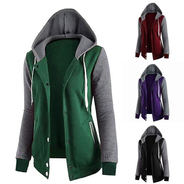 women's hoodies & sweatshirts 2021 fashion winter women coat loose plush warm hooded jacket casual multicolor splicing zipper long slee, Black 
women's hoodies & sweatshirts 2021 fashion winter women coat loose plush warm hooded jacket casual multicolor splicing zipper long slee, Black