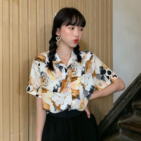 stylish streetwear graffiti print short sleeves button women loose office blouse shirt women's blouses & shirts, White
stylish streetwear graffiti print short sleeves button women loose office blouse shirt women's blouses & shirts, White