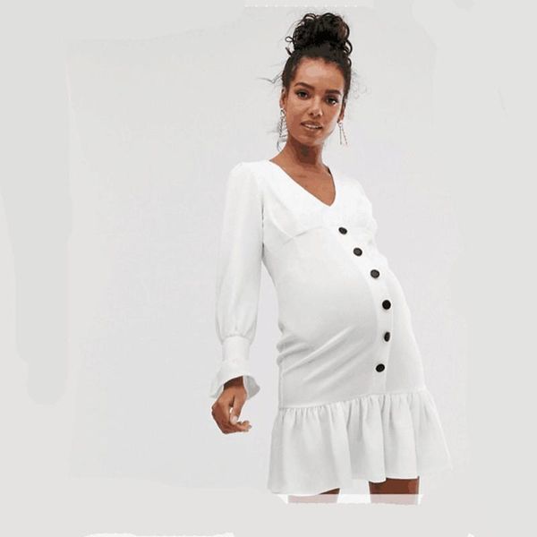 maternity dresses casual retro ruffles pregnancy dress autumn long sleeve clothes for pregnant women pography, White
maternity dresses casual retro ruffles pregnancy dress autumn long sleeve clothes for pregnant women pography, White