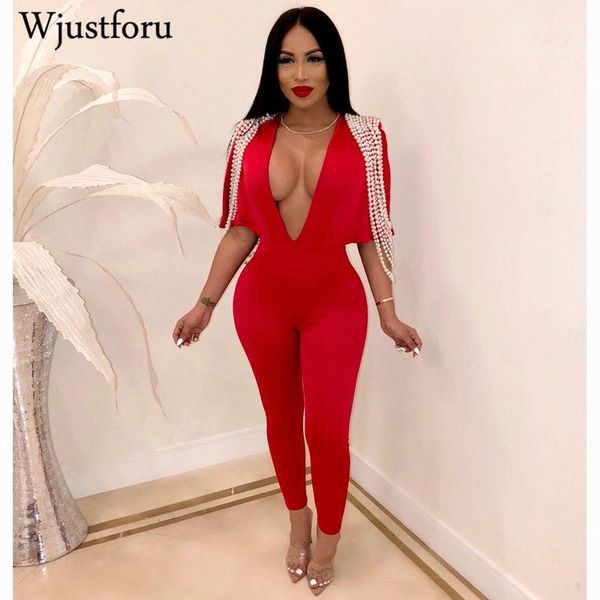 women's jumpsuits & rompers wjustforu pearl chain jumpsuit female half sleeve outfits bodycon club party overalls womens slim, Black;white
women's jumpsuits & rompers wjustforu pearl chain jumpsuit female half sleeve outfits bodycon club party overalls womens slim, Black;white