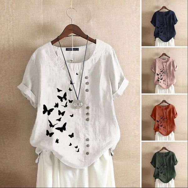 stylish summer womens blouses tee shirts printed blouse zanzea vintage button o neck blusa female short sleeve tunic plus size, White
stylish summer womens blouses tee shirts printed blouse zanzea vintage button o neck blusa female short sleeve tunic plus size, White