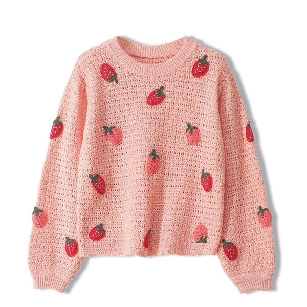 women's sweaters spring autumn strawberry decoration o-neck long sleeve sweet knit sweater pullovers outerwear ta1270, White;black
women's sweaters spring autumn strawberry decoration o-neck long sleeve sweet knit sweater pullovers outerwear ta1270, White;black
