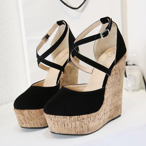 dress shoes high-heeled sandals cover heel 2021 buckle strap round toe rubber striped wedge for woman platform sturdy sole, Black
dress shoes high-heeled sandals cover heel 2021 buckle strap round toe rubber striped wedge for woman platform sturdy sole, Black