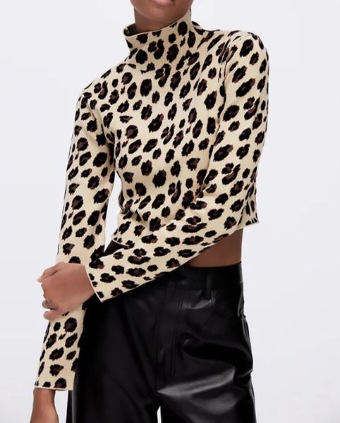 women's sweaters junwu autumn leopard print high neck open back design stretch knit fabric long sleeve sweater pullover street style, White;black
women's sweaters junwu autumn leopard print high neck open back design stretch knit fabric long sleeve sweater pullover street style, White;black