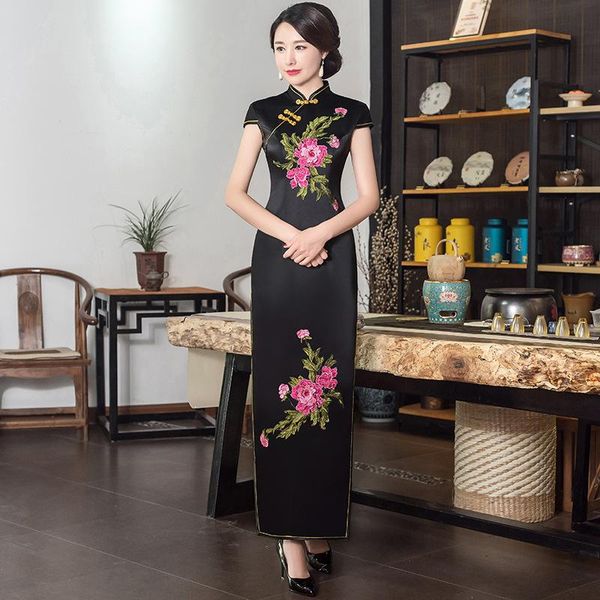black elegant floral appliques trim novelty cheongsam women exquisite long qipao slim short sleeve chinese dress s-5xl ethnic clothing, Red
black elegant floral appliques trim novelty cheongsam women exquisite long qipao slim short sleeve chinese dress s-5xl ethnic clothing, Red