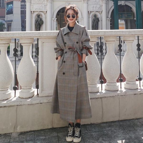 women's trench coats quality of stylish long plaid coat double breasted with lady duster belt jacket spring, Tan;black
women's trench coats quality of stylish long plaid coat double breasted with lady duster belt jacket spring, Tan;black