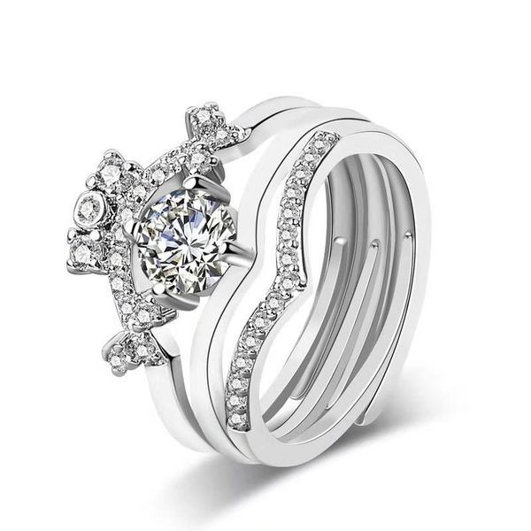 wedding rings women's jewelry classic crown three-in-one open moissan diamond can be weared single, Slivery;golden
wedding rings women's jewelry classic crown three-in-one open moissan diamond can be weared single, Slivery;golden