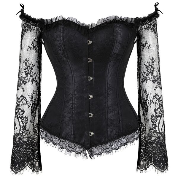 lace corset for women long sleeves vintage style victorian retro burlesque corset vest bustiers lingerie s-2xl, Black;white
lace corset for women long sleeves vintage style victorian retro burlesque corset vest bustiers lingerie s-2xl, Black;white