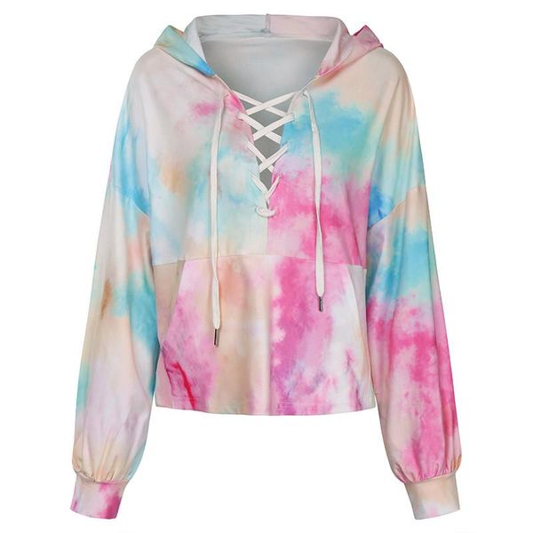 women's t-shirt women fashion tie-dye hoodie ladies stylish long sleeve for shopping daily wear, White
women's t-shirt women fashion tie-dye hoodie ladies stylish long sleeve for shopping daily wear, White
