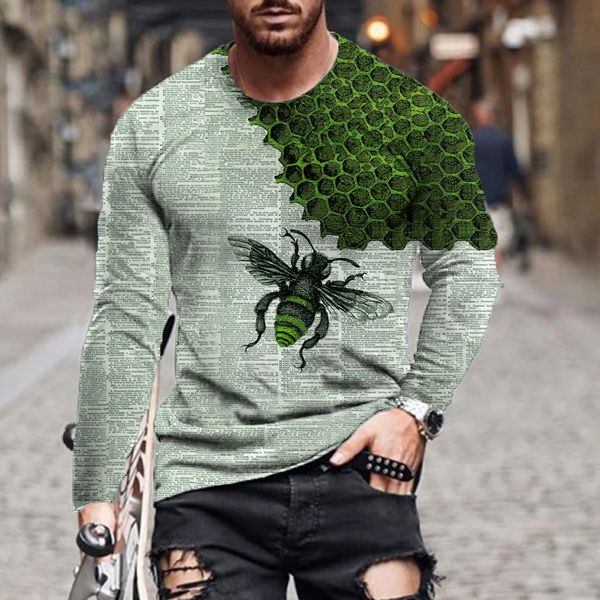 2021 european and american hip-hop men's t-shirts new 3d cartoon printing bee men long sleeve casual fashion sports clothing for male, White;black
2021 european and american hip-hop men's t-shirts new 3d cartoon printing bee men long sleeve casual fashion sports clothing for male, White;black