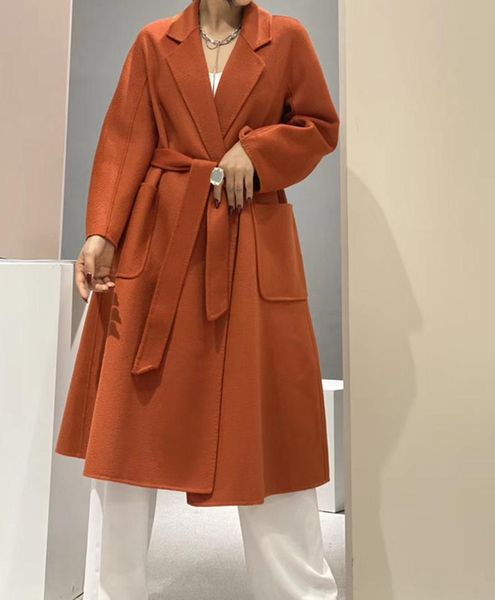 women's wool & blends 2021 winter autumn fashion luxury water ripple surface cashmere woolen overcoat jacket with belt, Black
women's wool & blends 2021 winter autumn fashion luxury water ripple surface cashmere woolen overcoat jacket with belt, Black