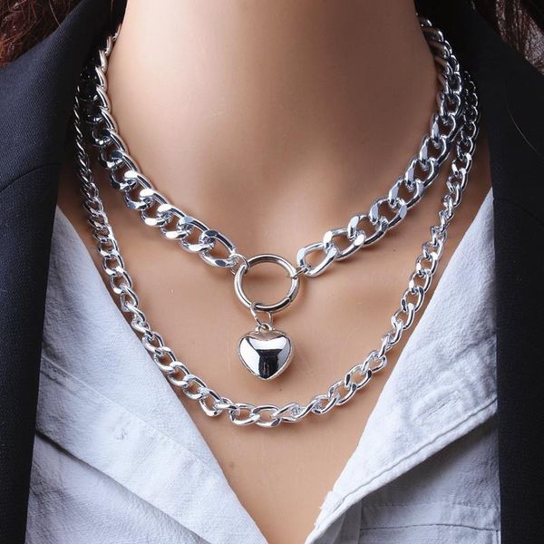 chokers necklace fashion double layer love pendant hip hop women's versatile sweater chain, Golden;silver
chokers necklace fashion double layer love pendant hip hop women's versatile sweater chain, Golden;silver