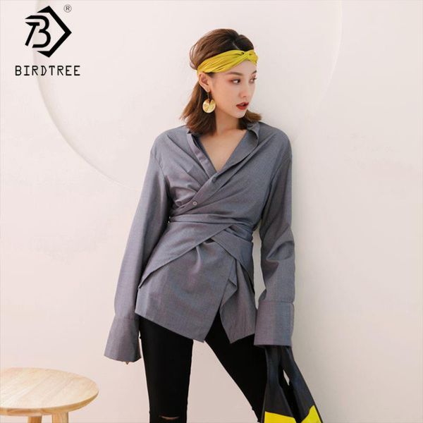 women's blouses & shirts 2021 streetwear irregular hem women shirt with sashes v-neck loose office lady gray split fashion femina b, White
women's blouses & shirts 2021 streetwear irregular hem women shirt with sashes v-neck loose office lady gray split fashion femina b, White