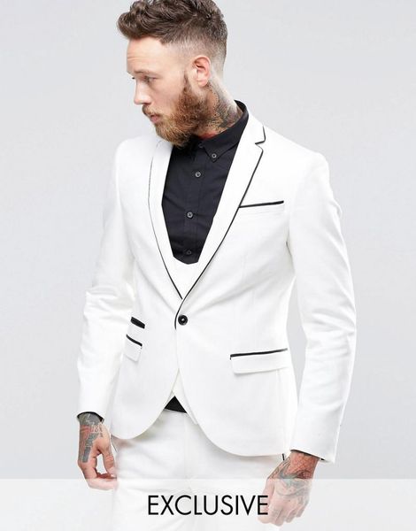 white and black slim fit tuxedos for male 3 pieces men's wedding prom dinner suits man groomsman costumes custom made & blazers, White;black
white and black slim fit tuxedos for male 3 pieces men's wedding prom dinner suits man groomsman costumes custom made & blazers, White;black