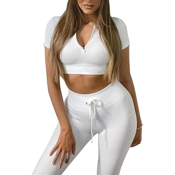 women's two piece pants running fitness suits ribbed seamless gym set women workout apparel zipper short sleeve leggings clothing outfi, White
women's two piece pants running fitness suits ribbed seamless gym set women workout apparel zipper short sleeve leggings clothing outfi, White