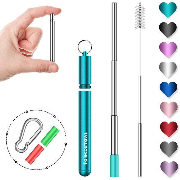 reusable collapsible straws, telescopic stainless steel drinking straw with metal case+cleaner brush+carabiner hook silicone tip dropshiping
reusable collapsible straws, telescopic stainless steel drinking straw with metal case+cleaner brush+carabiner hook silicone tip dropshiping