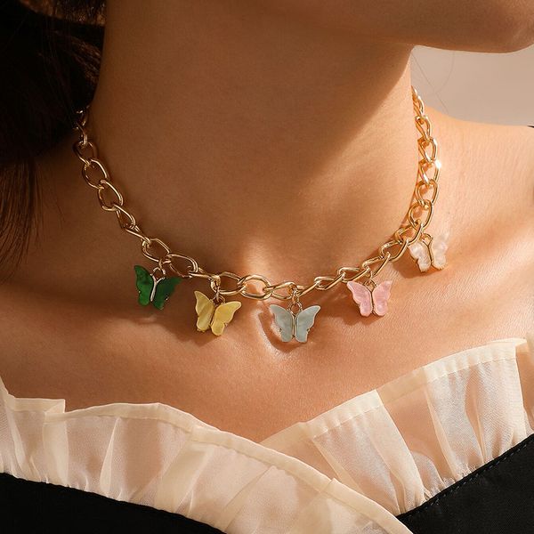colorful butterfly choker necklaces for women bohemian acrylic punk guba clavicle chain party charm jewelry collar, Golden;silver
colorful butterfly choker necklaces for women bohemian acrylic punk guba clavicle chain party charm jewelry collar, Golden;silver