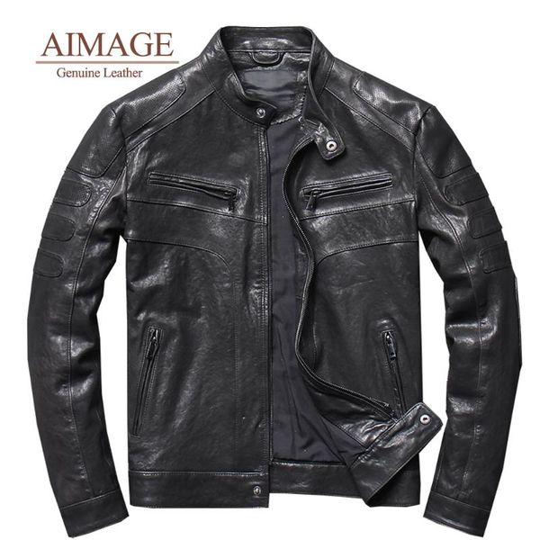 men's leather & faux haining vegetable tanned sheepskin jacket motorcycle slim short coat stand collar s-4xl py073, Black
men's leather & faux haining vegetable tanned sheepskin jacket motorcycle slim short coat stand collar s-4xl py073, Black