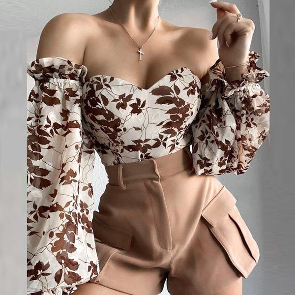 women's blouses & shirts elegant floral print strapless chiffon shirt fashion women off shoulder halter blouse 2021 summer backeless to, White
women's blouses & shirts elegant floral print strapless chiffon shirt fashion women off shoulder halter blouse 2021 summer backeless to, White
