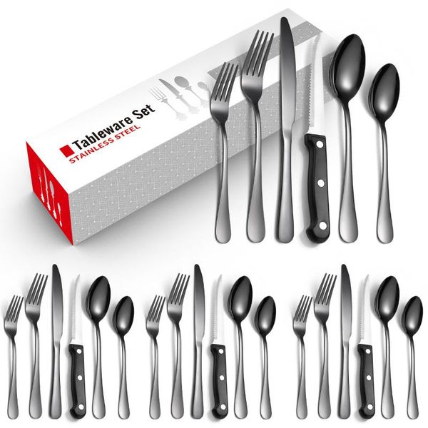 flatware sets goldbaking 24 pieces silverware set with steak knives service 4 stainless steel cutlery utensil tableware fork spoon
flatware sets goldbaking 24 pieces silverware set with steak knives service 4 stainless steel cutlery utensil tableware fork spoon