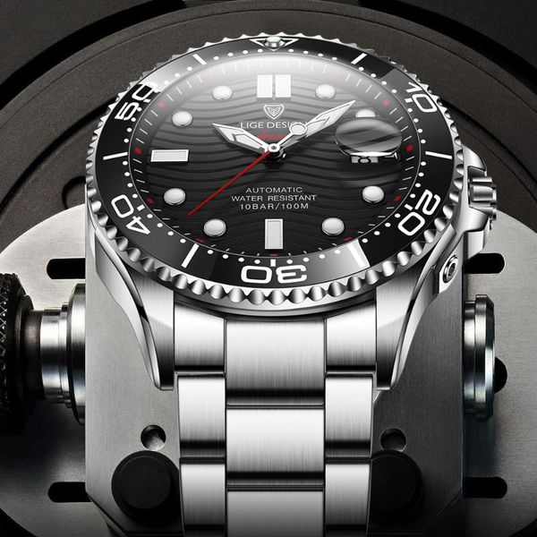 sapphire glass men watches automatic mechanical watch stainless steel waterproof reloj hombre wristwatches, Slivery;brown
sapphire glass men watches automatic mechanical watch stainless steel waterproof reloj hombre wristwatches, Slivery;brown