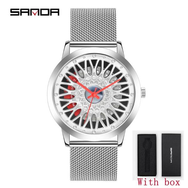 wristwatches sanda brand men's quartz watch car wheel dial mesh belt casual outdoor sports waterproof 30m relogio masculino, Slivery;brown
wristwatches sanda brand men's quartz watch car wheel dial mesh belt casual outdoor sports waterproof 30m relogio masculino, Slivery;brown