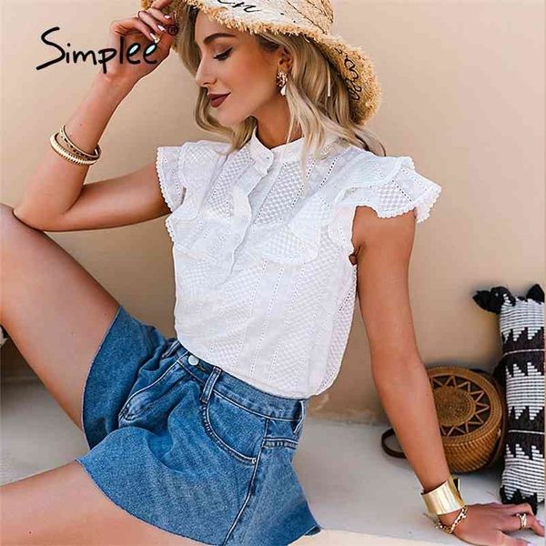 simplee elegant casual solid ruffled lace women blouse spring embroidery button band collar shirt female fashion summer lady 210323, White
simplee elegant casual solid ruffled lace women blouse spring embroidery button band collar shirt female fashion summer lady 210323, White