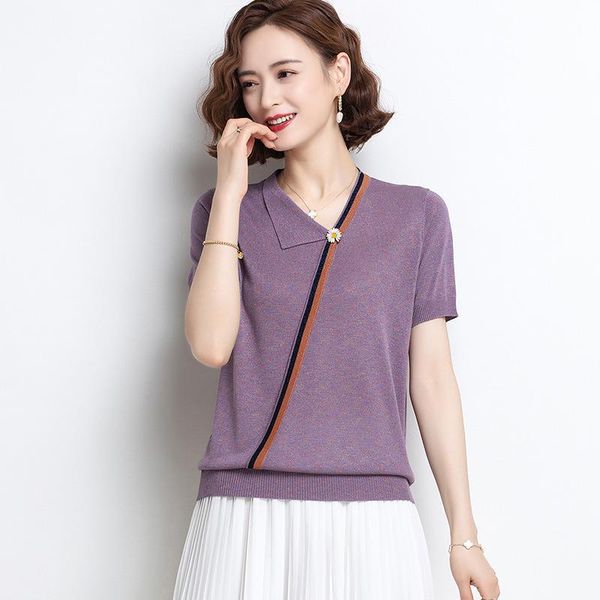 women's t-shirt tianluo short sleeve summer body 2021 chicken heart v-neck slim ice silk color matching sweater, White
women's t-shirt tianluo short sleeve summer body 2021 chicken heart v-neck slim ice silk color matching sweater, White