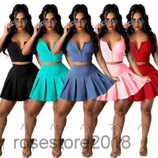 2021 new women's wear solid color sleeveless vest pleated skirt suit multicolor two piece sets designer v-neck vest short skirt outfits, White
2021 new women's wear solid color sleeveless vest pleated skirt suit multicolor two piece sets designer v-neck vest short skirt outfits, White