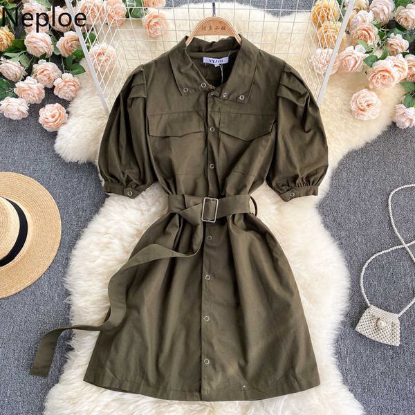 neploe chic vintage tooling big pocket dress women high waist puff sleeve slim vestidos turn down collar robe summer dresses c0607, Black;gray
neploe chic vintage tooling big pocket dress women high waist puff sleeve slim vestidos turn down collar robe summer dresses c0607, Black;gray