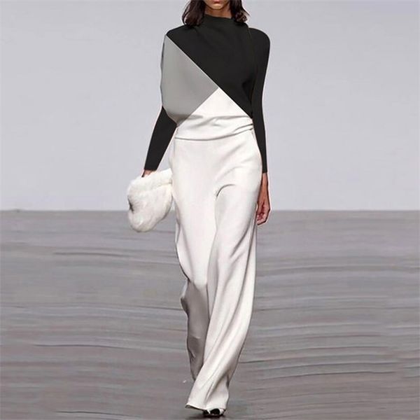 fashion patchwork long sleeve jumpsuit office women elegant solid wide leg playsuits casual loose ladies streetwear overalls, Black;white
fashion patchwork long sleeve jumpsuit office women elegant solid wide leg playsuits casual loose ladies streetwear overalls, Black;white