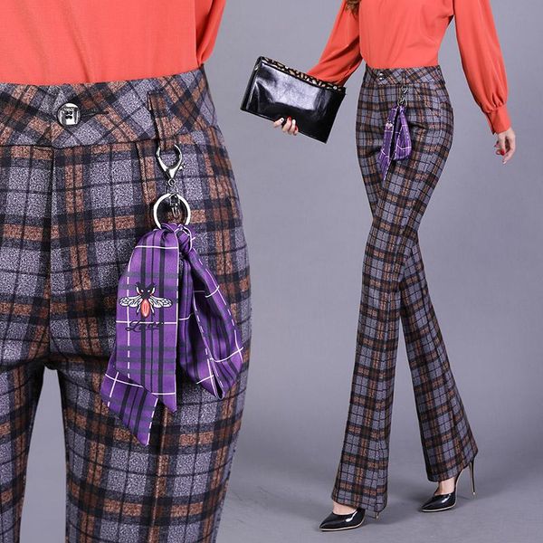 women's pants & capris winter thick plaid wool flare women high waist woolen office lady ol casual trousers, Black;white
women's pants & capris winter thick plaid wool flare women high waist woolen office lady ol casual trousers, Black;white
