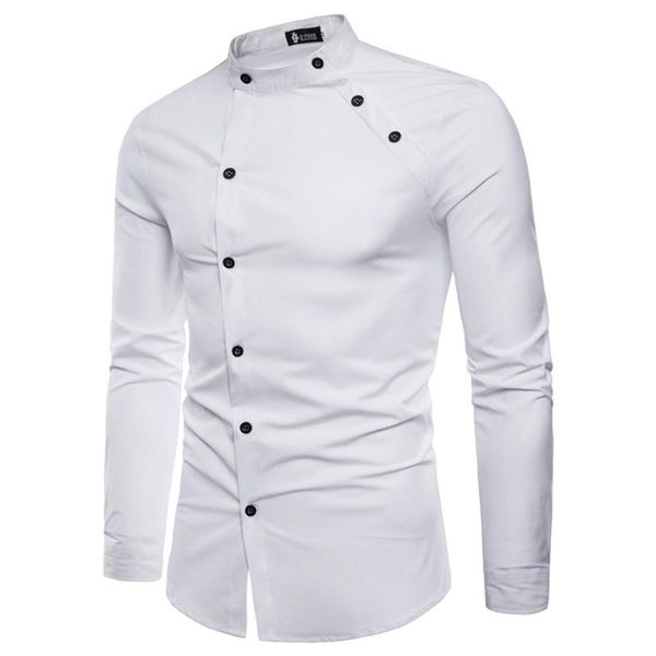 men's casual shirts tailoring double placket irregular design long-sleeved button down creative simple solid color, White;black
men's casual shirts tailoring double placket irregular design long-sleeved button down creative simple solid color, White;black