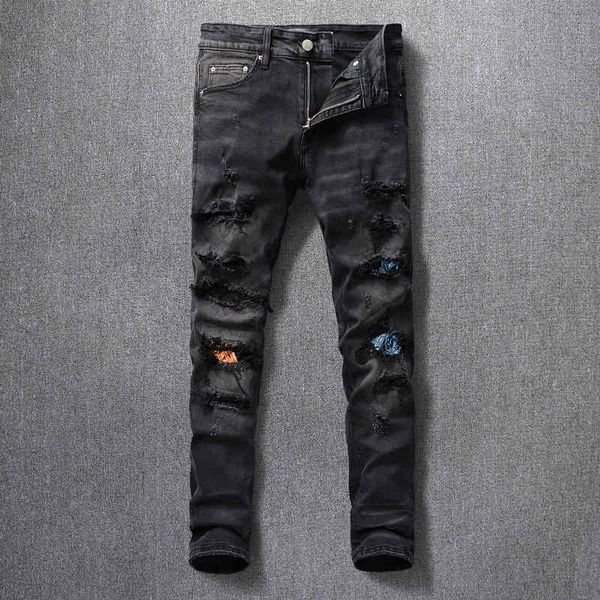 men's jeans marca de alta qualidade buraco remendo magro jean vaqueros hombre men streetwear preto lavado adesivos hip hop pant 7z6r, Blue
men's jeans marca de alta qualidade buraco remendo magro jean vaqueros hombre men streetwear preto lavado adesivos hip hop pant 7z6r, Blue