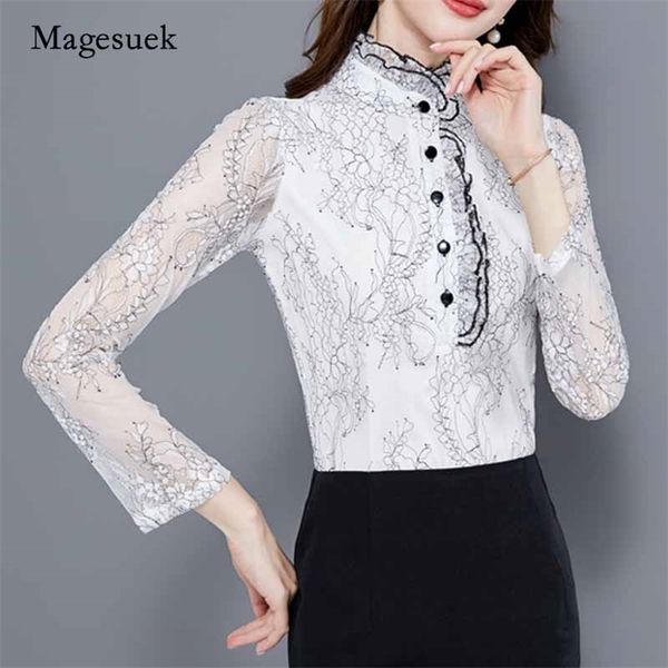 autumn fashion long sleeve stand-collar lace woman's blouses all-match white slim shirt see through ol style 10766 210518
autumn fashion long sleeve stand-collar lace woman's blouses all-match white slim shirt see through ol style 10766 210518