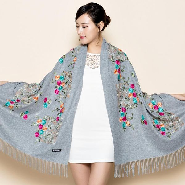 scarves plus size warm solid scarf for women/lady soft cashmere pashmina shawls flower embroidery female wraps capes, Blue;gray
scarves plus size warm solid scarf for women/lady soft cashmere pashmina shawls flower embroidery female wraps capes, Blue;gray