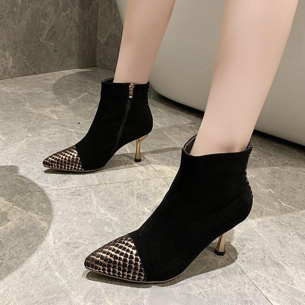 boots fashion high heels short for women 2021 thin pumps shoes spring pointed toe suede ankle zipper, Black
boots fashion high heels short for women 2021 thin pumps shoes spring pointed toe suede ankle zipper, Black