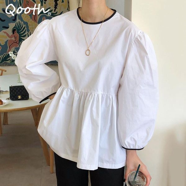 women's blouses & shirts qooth retro sweet o-neck puff sleeve cute shirt pullover solid color match long loose big swing qt84, White
women's blouses & shirts qooth retro sweet o-neck puff sleeve cute shirt pullover solid color match long loose big swing qt84, White