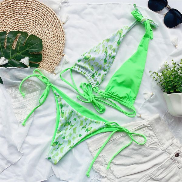 4 color splicing print bikini women swimwear female swimsuit two-pieces bikini set knotted halter bather bathing suit swim k2500
4 color splicing print bikini women swimwear female swimsuit two-pieces bikini set knotted halter bather bathing suit swim k2500