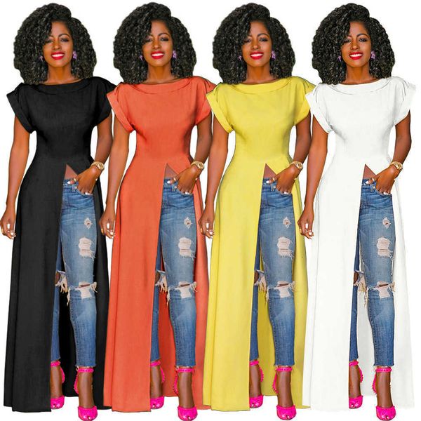women summer dress split hem maxi long dress party blouse female office ladies sundress casual plus size_yw_rw, Black;gray
women summer dress split hem maxi long dress party blouse female office ladies sundress casual plus size_yw_rw, Black;gray
