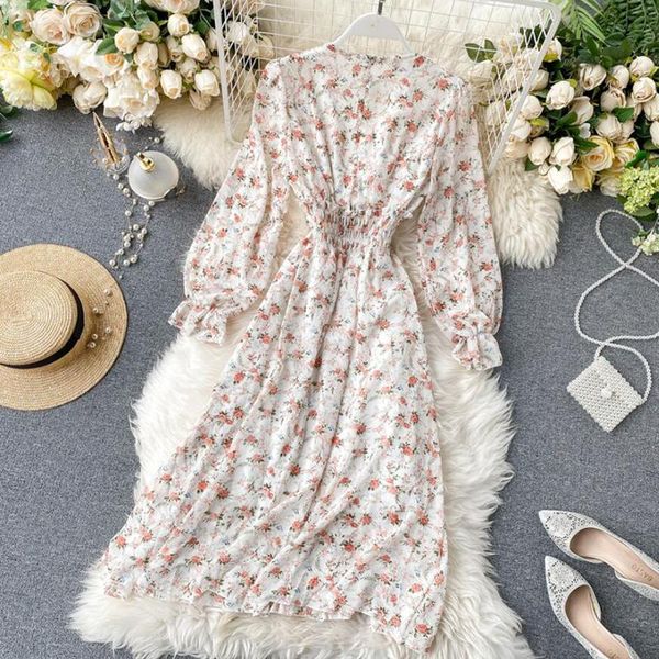 casual dresses floral elegant women dress vintage long sleeve v-neck print chiffon 2021 spring summer elastic waist vestidos, Black;gray
casual dresses floral elegant women dress vintage long sleeve v-neck print chiffon 2021 spring summer elastic waist vestidos, Black;gray
