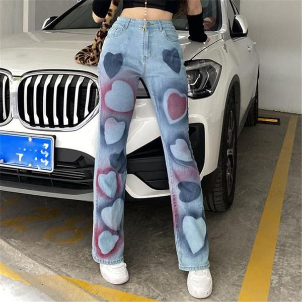 women's jeans xingqing y2k heart print denim pants streetwear high waisted straight cute chic retro grunge aesthetic trousers, Blue
women's jeans xingqing y2k heart print denim pants streetwear high waisted straight cute chic retro grunge aesthetic trousers, Blue