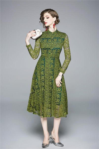 casual dresses autumn designer elegant women dress ladies lace shirt female vintage office party robe green vestido, Black;gray
casual dresses autumn designer elegant women dress ladies lace shirt female vintage office party robe green vestido, Black;gray