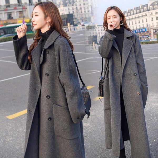 women's wool & blends women cashmere parkas casual woolen coat long trench trend winter fashion over the knee gray thick, Black
women's wool & blends women cashmere parkas casual woolen coat long trench trend winter fashion over the knee gray thick, Black